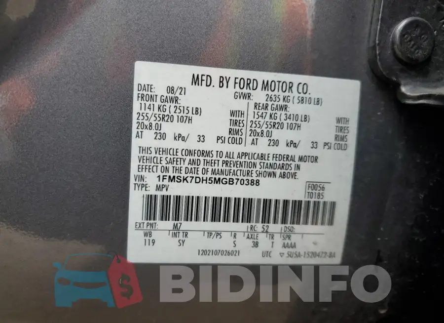 1FMSK7DH5MGB70388 Photo# 13