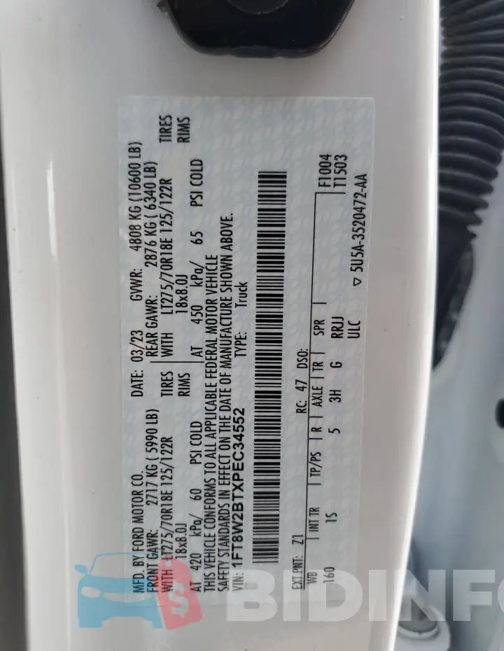 1FT8W2BTXPEC34552 Photo# 12