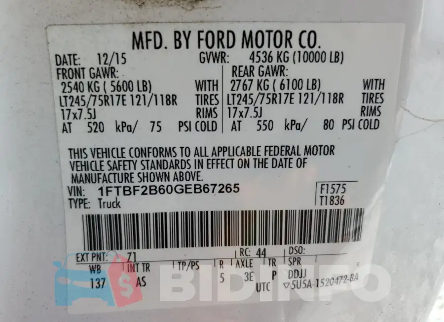 1FTBF2B60GEB67265 Photo# 12