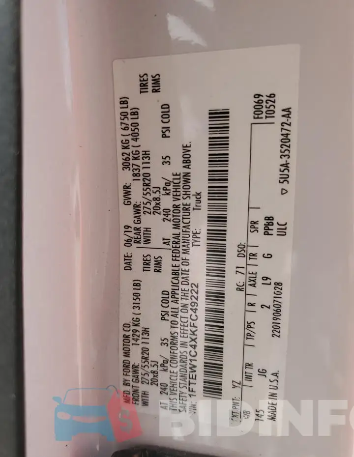1FTEW1C4XKFC49222 Photo# 12