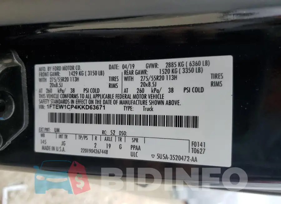 1FTEW1CP4KKD63671 Photo# 12
