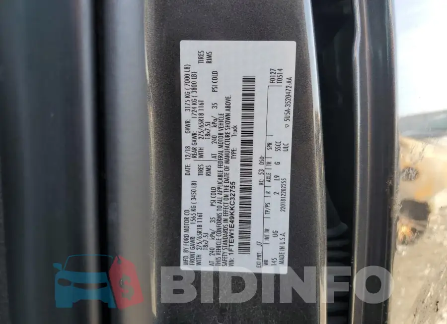 1FTEW1E49KKC32755 Photo# 12