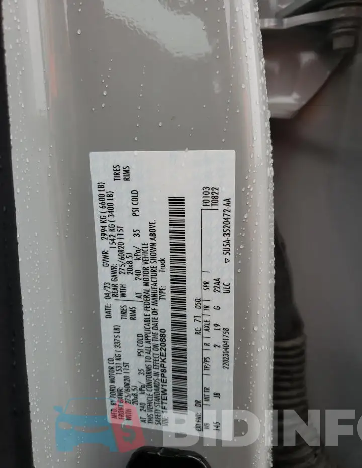 1FTEW1EP8PKE20880 Photo# 12