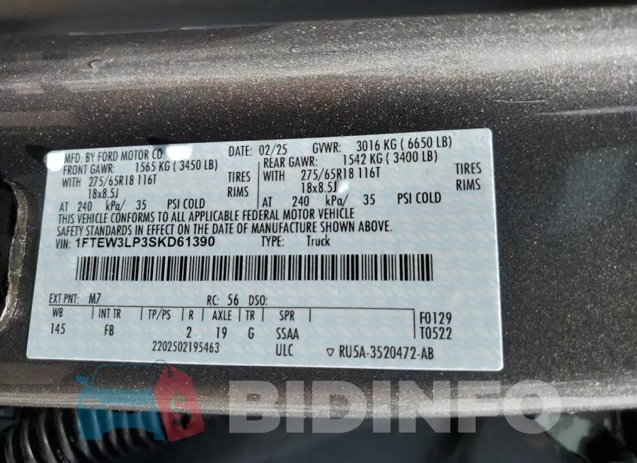 1FTEW3LP3SKD61390 Photo# 13