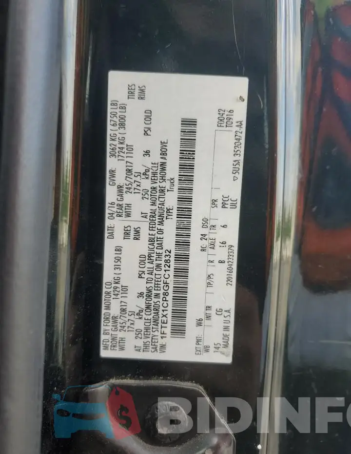 1FTEX1CP8GFC12832 Photo# 12