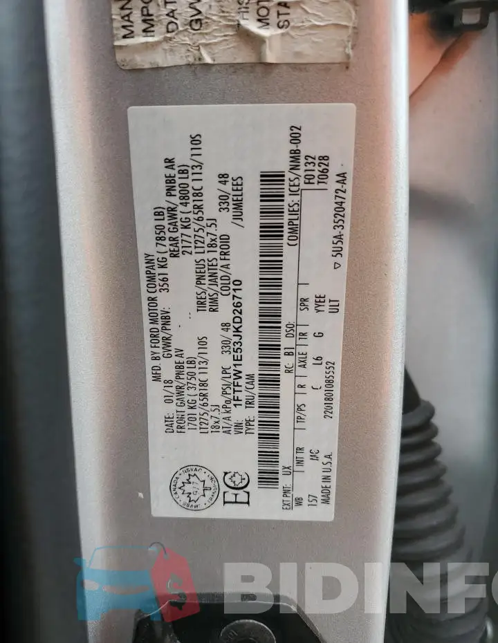 1FTFW1E53JKD26710 Photo# 12