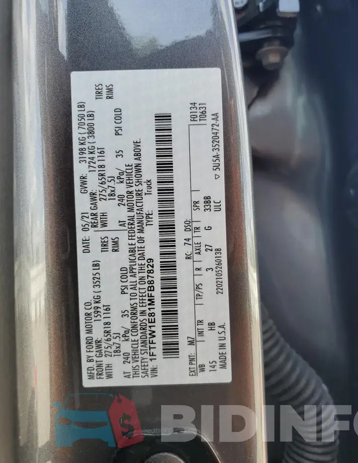 1FTFW1E81MFB87829 Photo# 13