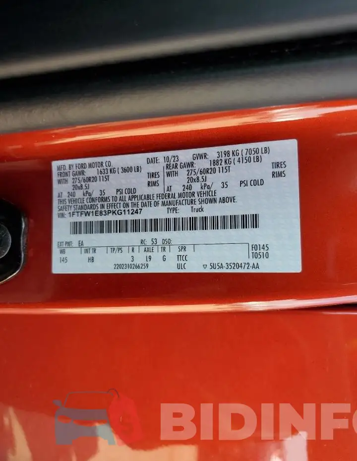 1FTFW1E83PKG11247 Photo# 13