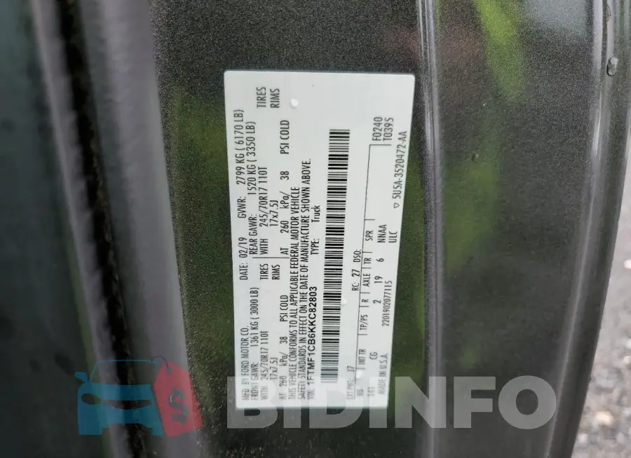 1FTMF1CB6KKC82803 Photo# 12