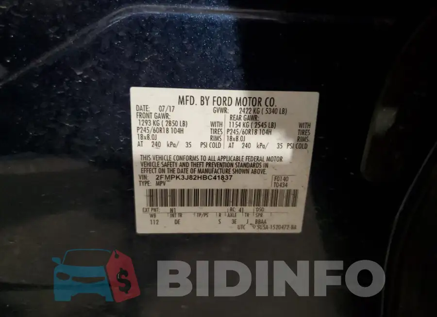2FMPK3J82HBC41837 Photo# 13