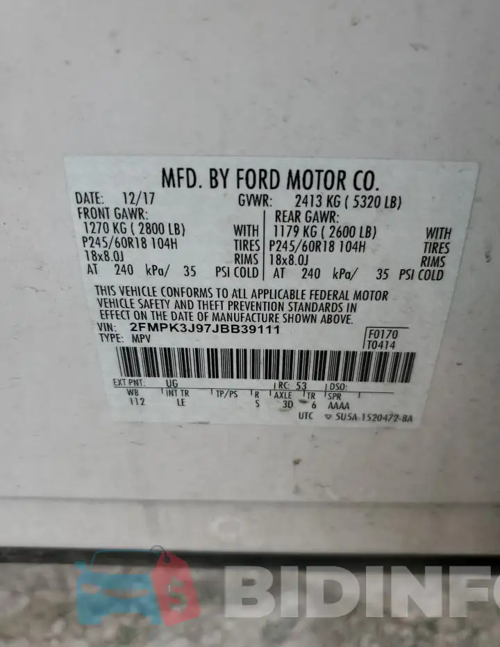 2FMPK3J97JBB39111 Photo# 13