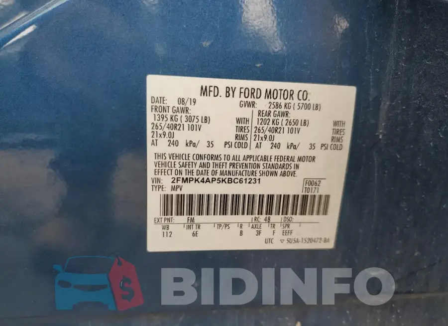 2FMPK4AP5KBC61231 Photo# 13