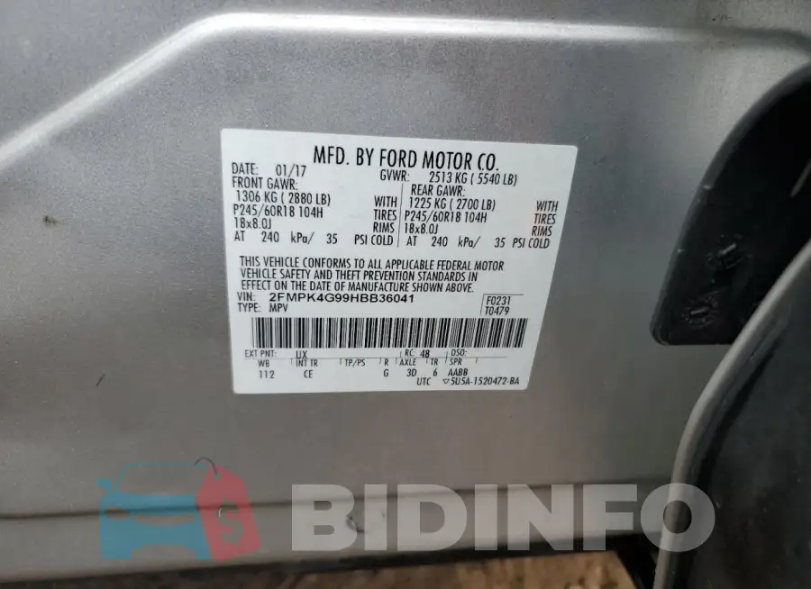 2FMPK4G99HBB36041 Photo# 14