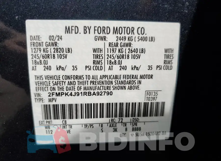 2FMPK4J91RBA92790 Photo# 14