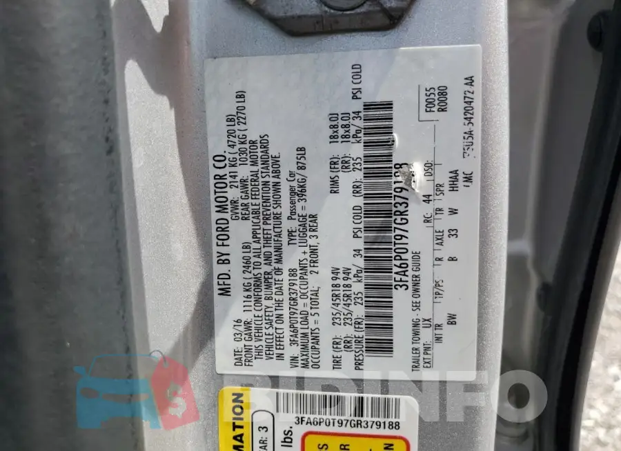 3FA6P0T97GR379188 Photo# 12