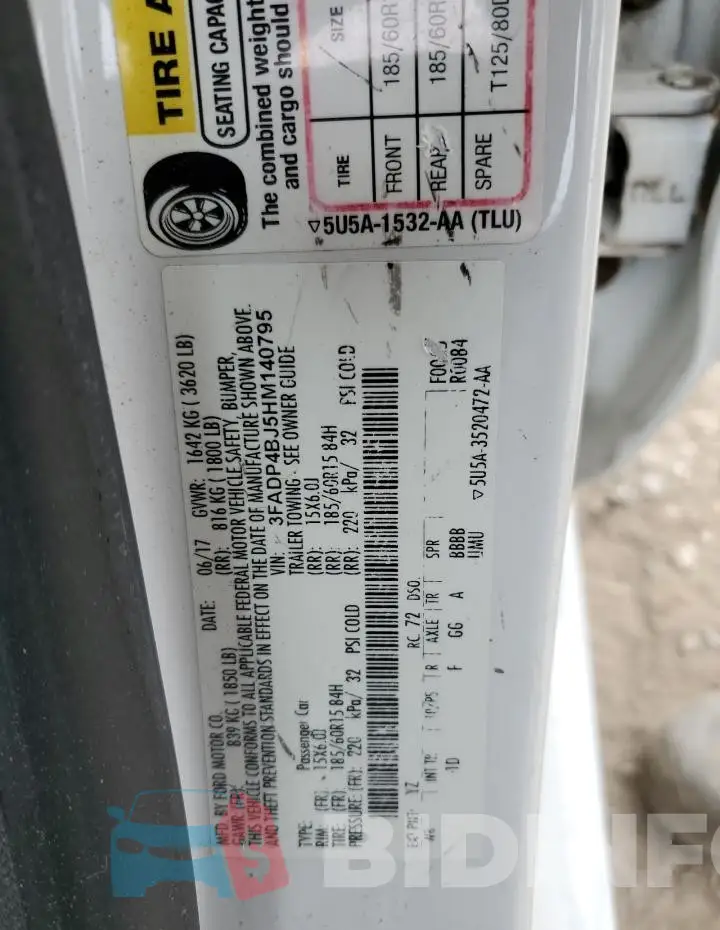 3FADP4BJ5HM140795 Photo# 13