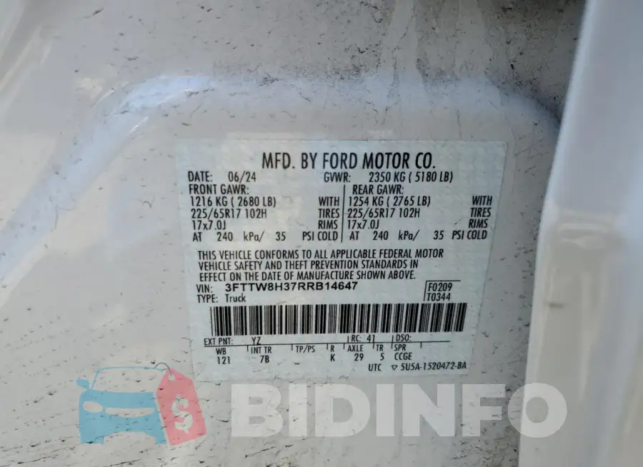 3FTTW8H37RRB14647 Photo# 12