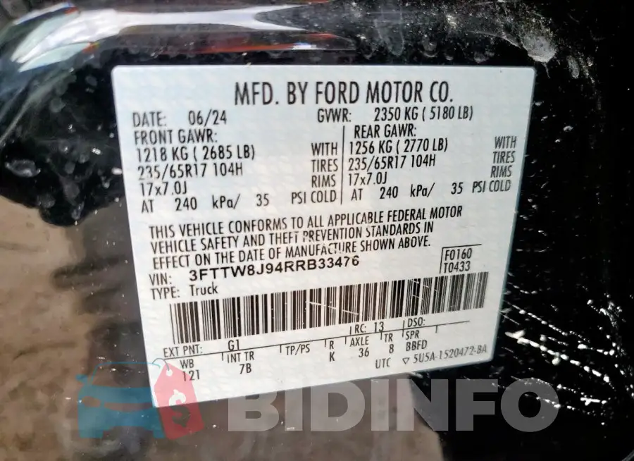 3FTTW8J94RRB33476 Photo# 12