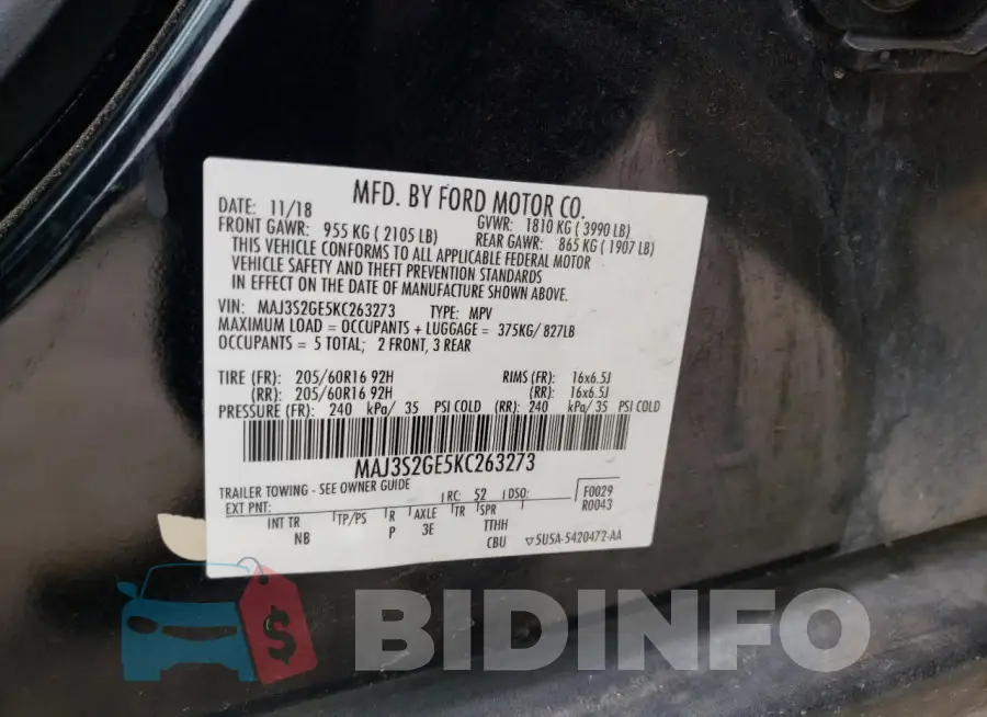 MAJ3S2GE5KC263273 Photo# 12