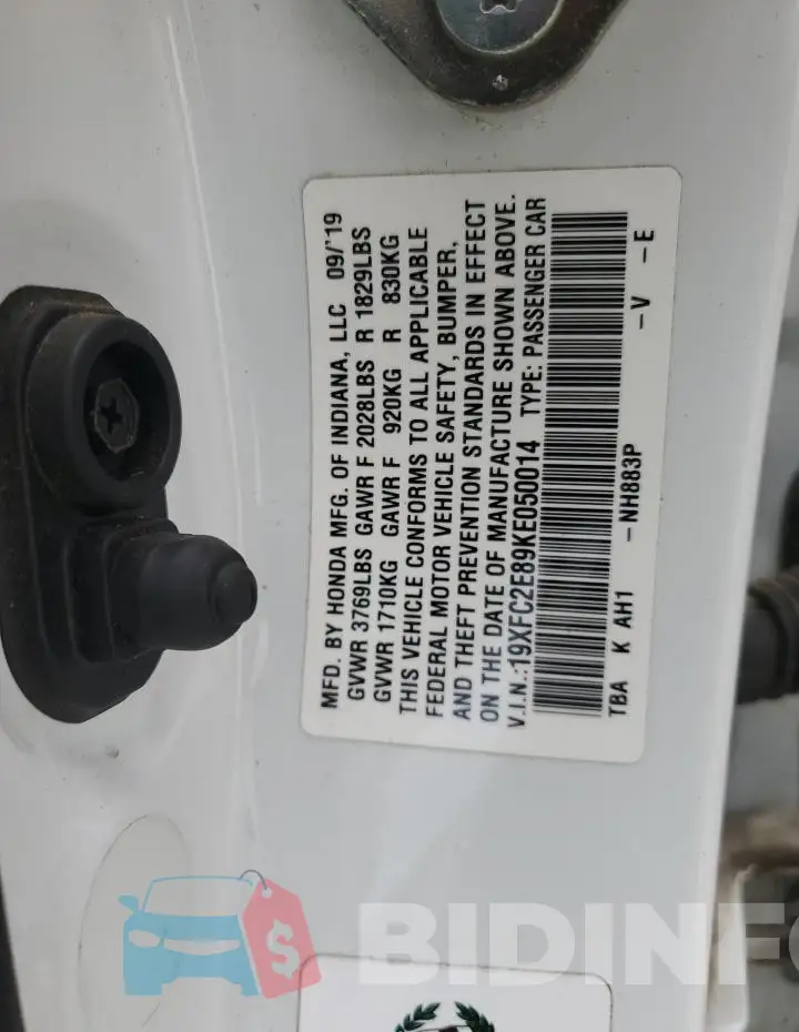 19XFC2E89KE050014 Photo# 13