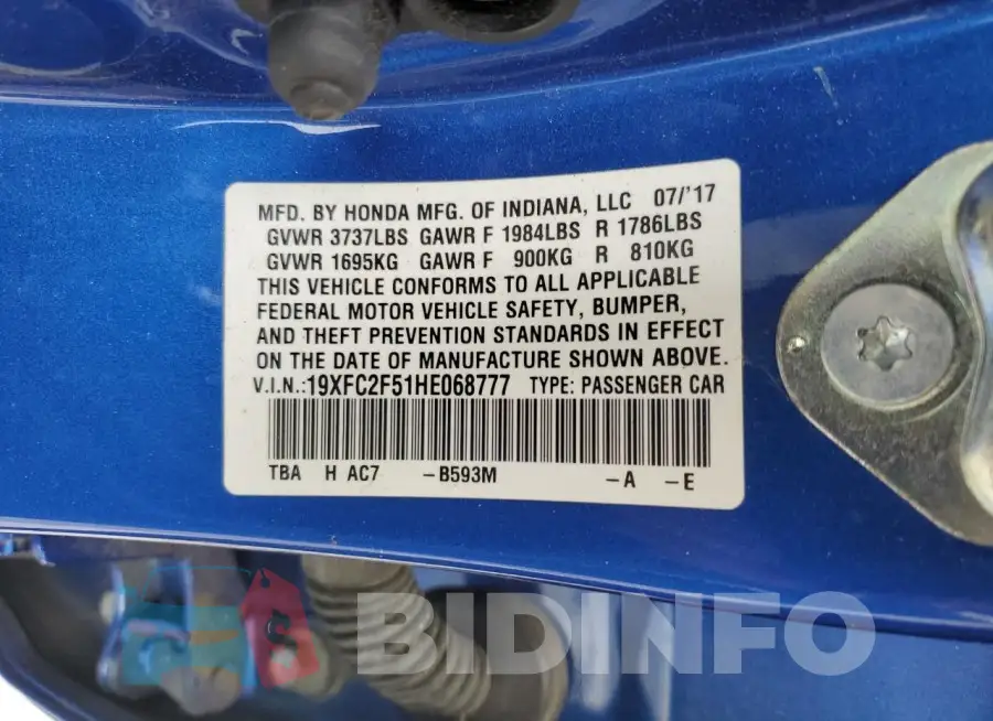 19XFC2F51HE068777 Photo# 12