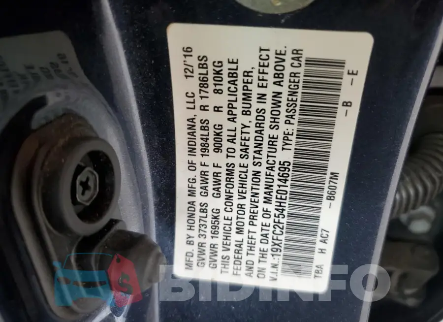 19XFC2F54HE014695 Photo# 12