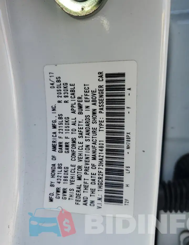 1HGCR2F73HA214801 Photo# 13