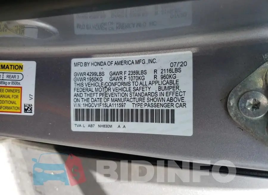 1HGCV1F15LA111597 Photo# 12