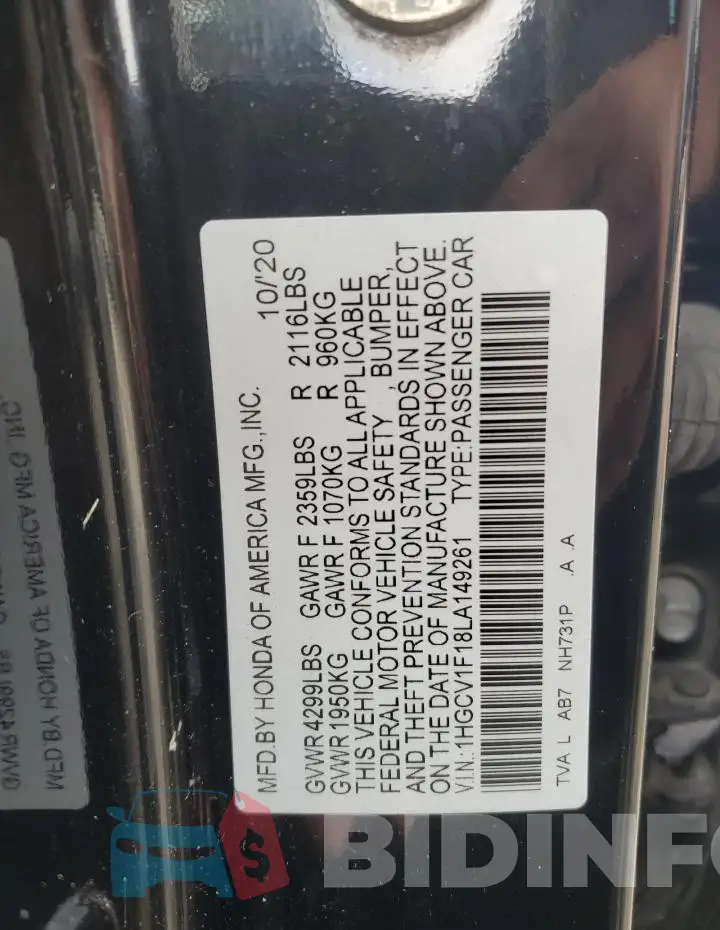 1HGCV1F18LA149261 Photo# 12