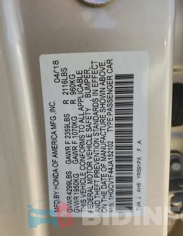 1HGCV1F44JA152102 Photo# 12