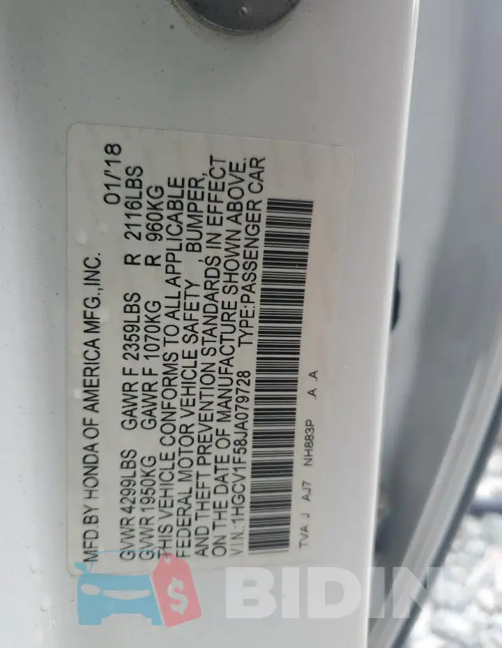 1HGCV1F58JA079728 Photo# 12