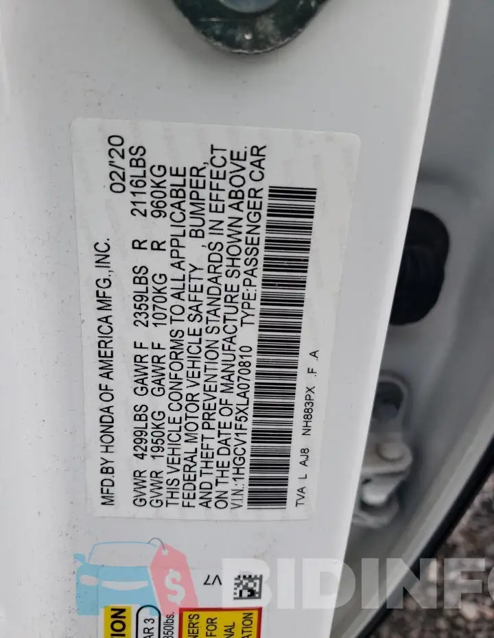 1HGCV1F5XLA070810 Photo# 12
