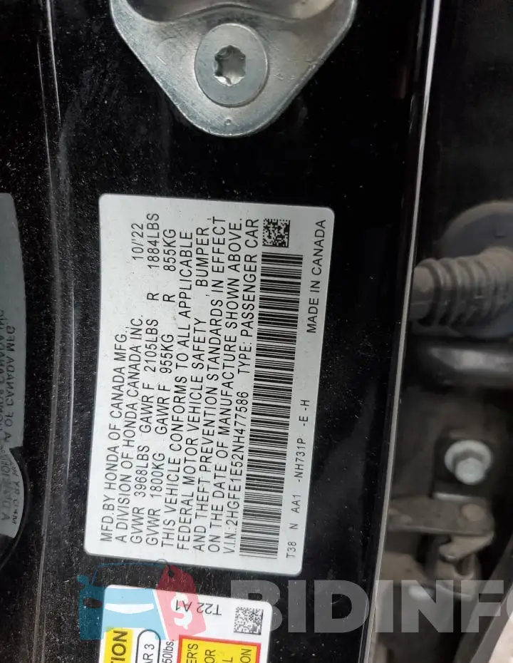 2HGFE1E52NH477586 Photo# 13