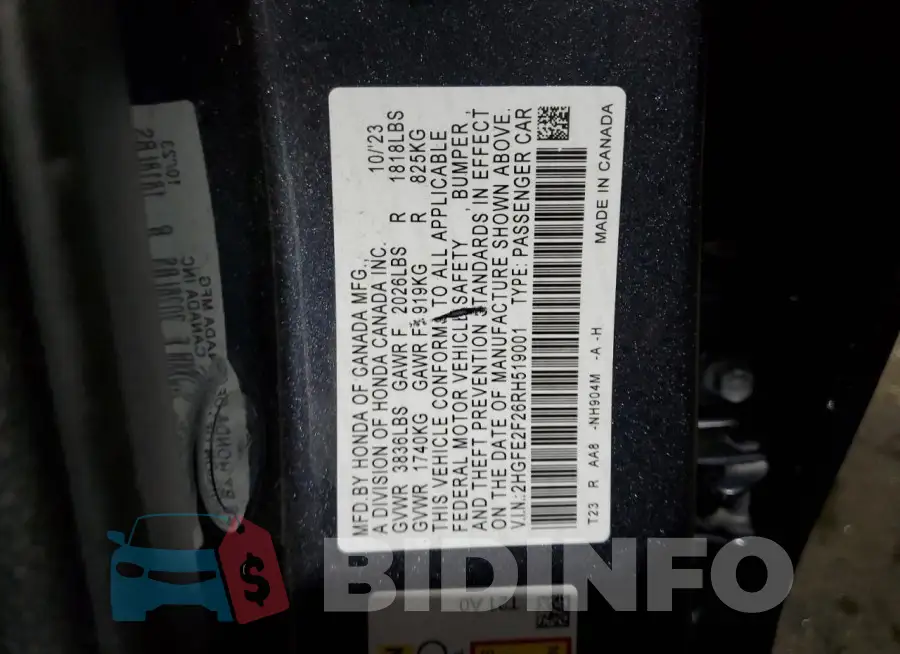 2HGFE2F26RH519001 Photo# 12