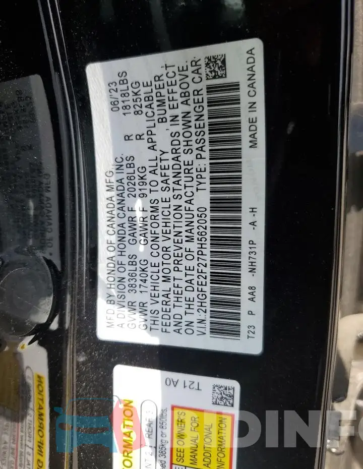 2HGFE2F27PH562050 Photo# 12