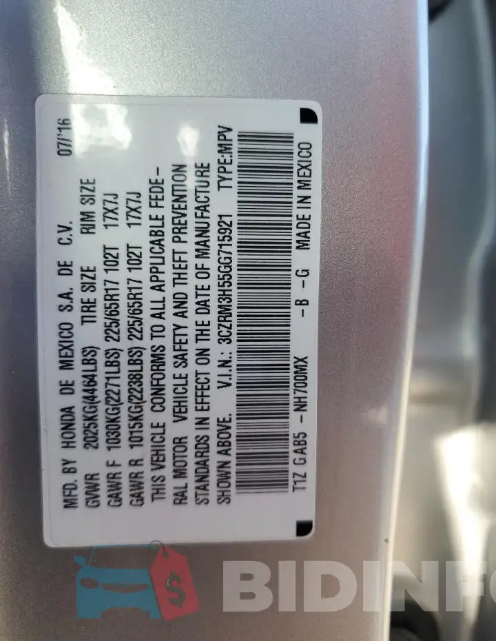 3CZRM3H55GG715921 Photo# 13