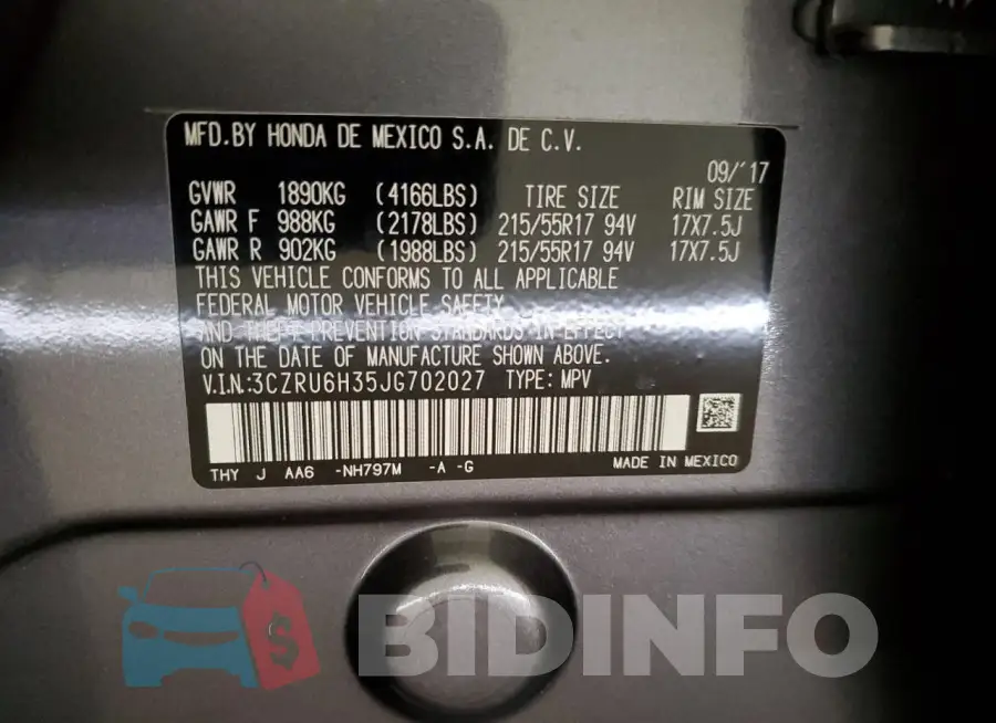 3CZRU6H35JG702027 Photo# 14
