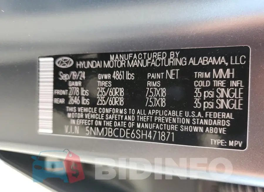 5NMJBCDE6SH471871 Photo# 14