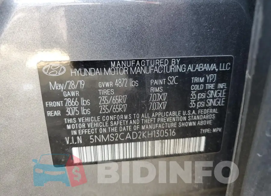 5NMS2CAD2KH130516 Photo# 13
