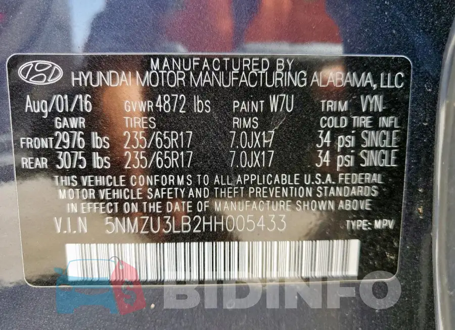 5NMZU3LB2HH005433 Photo# 13