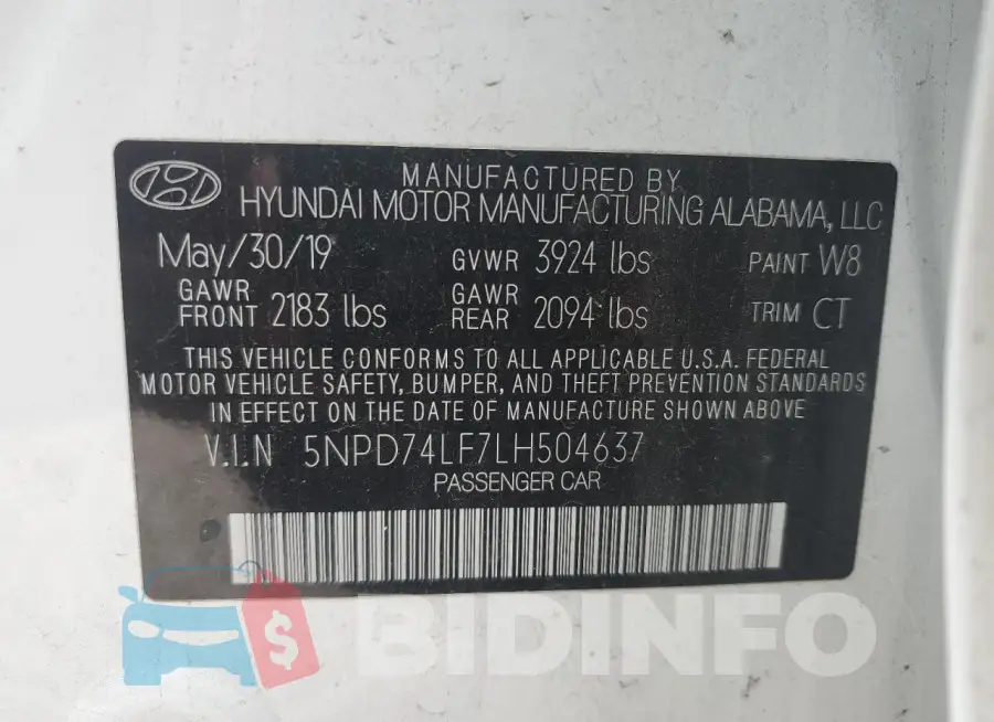 5NPD74LF7LH504637 Photo# 12