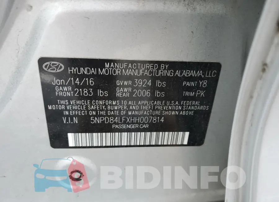 5NPD84LFXHH007814 Photo# 13