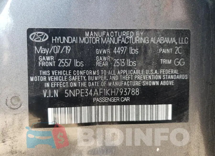 5NPE34AF1KH793788 Photo# 12