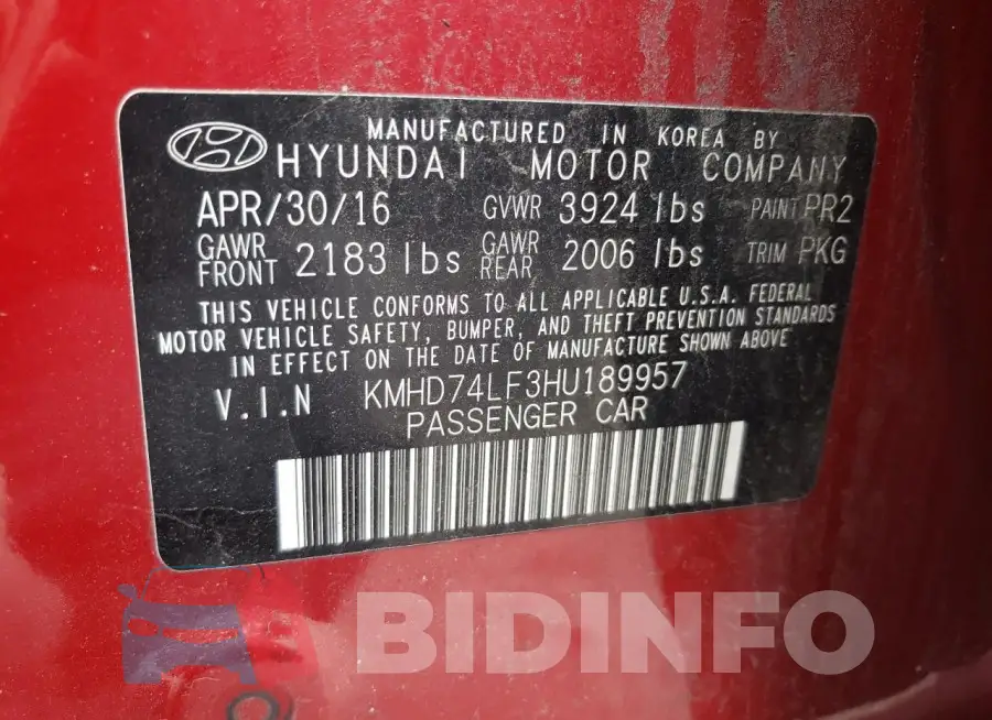 KMHD74LF3HU189957 Photo# 12