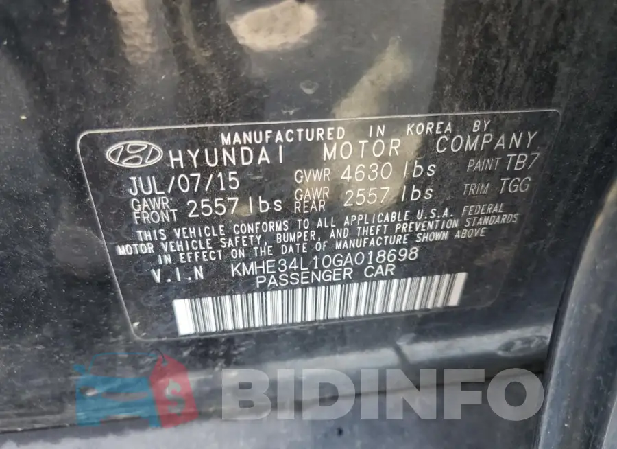 KMHE34L10GA018698 Photo# 12