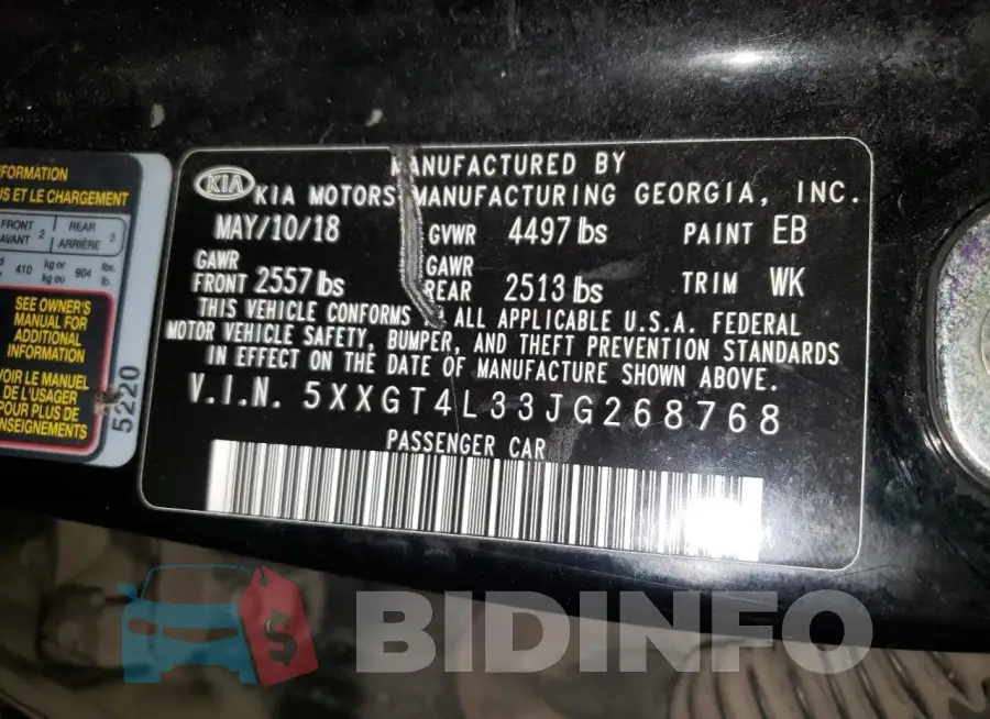 5XXGT4L33JG268768 Photo# 12