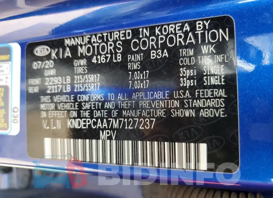 KNDEPCAA7M7127237 Photo# 13 KNDEPCAA7M7127237 Photo# 13