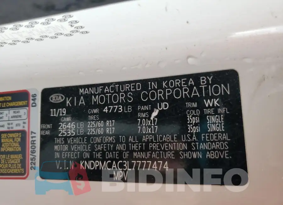 KNDPMCAC3L7777474 Photo# 13