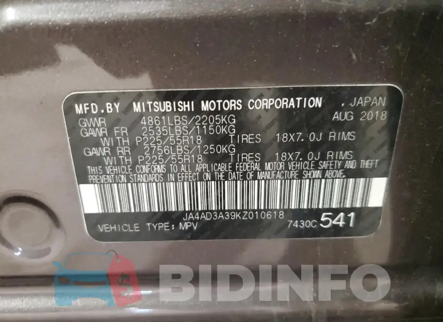 JA4AD3A39KZ010618 Photo# 13