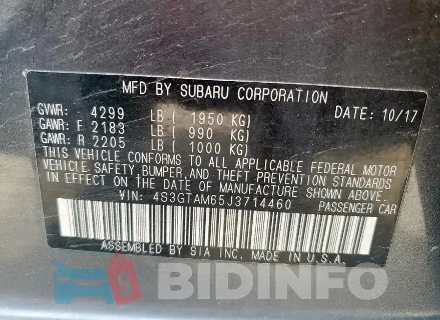 4S3GTAM65J3714460 Photo# 14